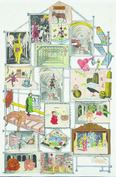 Jane Hammond, Love Laughs, 2005: Love Laughs, 2005 Lithograph in colors with collage and hand-coloring, on wove paper, the full sheet, S. 50 3/4 x 33 3/4 in. (128.9 x 85.7 cm) signed, titled, dated `05' and numbered 39/45 in pencil,