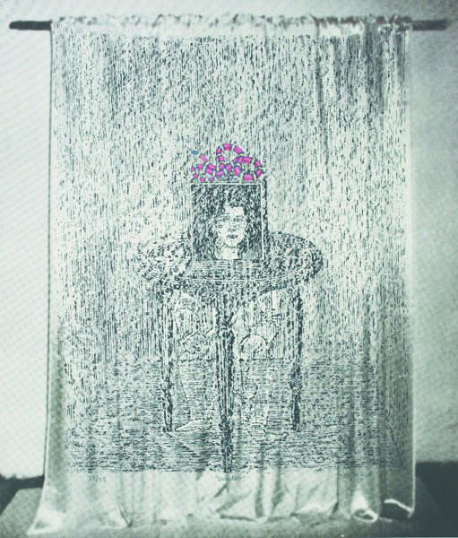 JANE HAMMOND, Voodoo, from Independent Curators 15: Voodoo, from Independent Curators 15th Anniversary portfolio, 1990-91 Lithograph with collage, on wove paper, the full sheet, S. 35 3/8 x 30 7/8 in. (89.9 x 78.4 cm) signed, titled, dated `91' and num