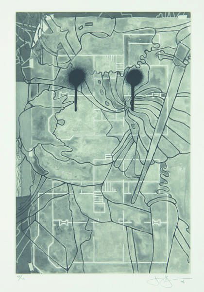JASPER JOHNS, Untitled, from The Geldzahler Portfo: Untitled, from The Geldzahler Portfolio, 1998 Aquatint and etching, on Hahnemühle Copperplate paper, with full margins, I. 17 3/4 x 12 in. (45.1 x 30.5 cm); S. 29 3/4 x 22 in. (75.6 x 55.9 cm) signed
