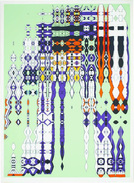 CARL FUDGE, Mobile Suit 3, 2001: Mobile Suit 3, 2001 Screenprint in colors, on wove paper, with full margins, I. 57 1/4 x 41 7/8 in. (145.4 x 106.4 cm); S. 60 x 44 in. (152.4 x 111.8 cm) signed, titled, dated `2001' and numbered `3/3