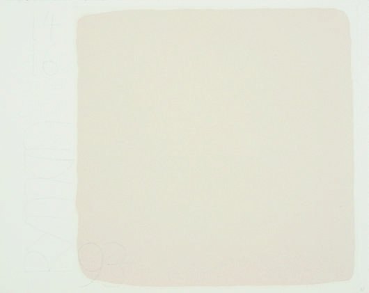 ROBERT RYMAN, Untitled, from Couples, 1993: Untitled, from Couples, 1993 Aquatint in off-white, on wove paper, with full margins, I. 12 3/4 x 12 3/4 in. (32.4 x 32.4 cm); S. 13 1/2 x 17 in. (34.3 x 43.2 cm) signed, dated `93' and annotated `L4