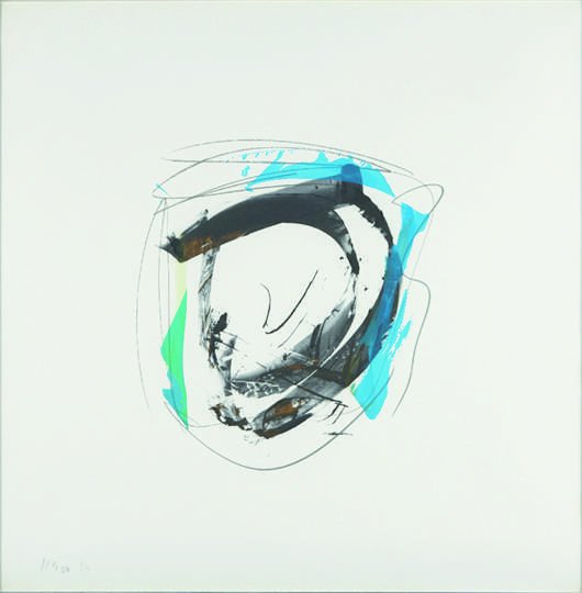 Michael Heizer, Lashonda Series: Edition Four, 197: Lashonda Series: Edition Four, 1975 Unique screenprint in colors with drawing, on Arches 88 paper, with full margins, I. 23 1/2 x 20 3/4 in. (59.7 x 52.7 cm); S. 42 x 42 in. (106.7 x 106.7 cm) signed