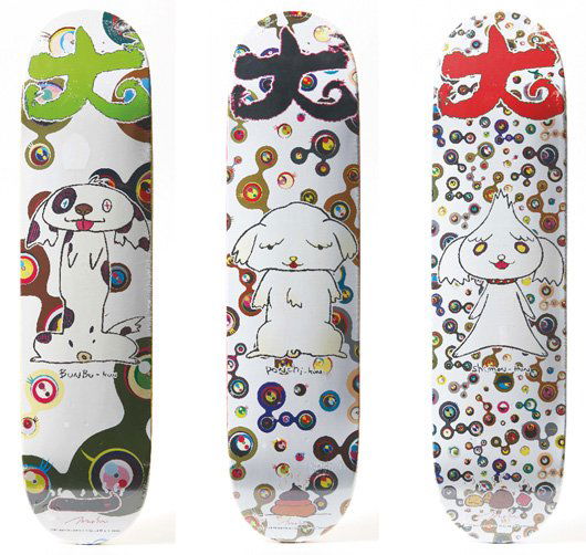 TAKASHI MURAKAMI, Supreme Skate Decks, 2007: Supreme Skate Decks, 2007 The complete set of three printed skate deck in colors, all: 31 1/4 x 8 in. (79.4 x 20.3 cm) published by Supreme, New York, all in very good condition, in original shrink-wr