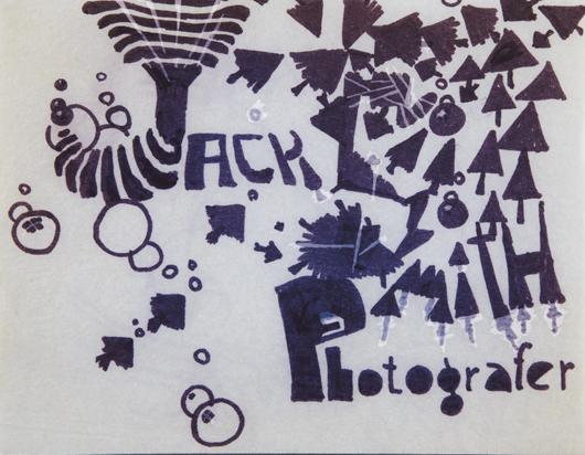 JACK SMITH, Untitled, ca. 1966: Untitled, ca. 1966 Felt tip pen on paper. 8 1/2 x 11 in. (21.6 x 27.9 cm). Signed "Jack Smith Photografer" center.