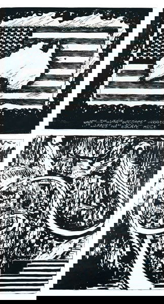 MIKE KELLEY (b. 1954) PIGTAIL ROAD & ESCAPE R: MIKEKELLEY(b. 1954)PIGTAIL ROAD & ESCAPE ROUTEacrylic on paper in two partsupper panel: 34 x 42 in