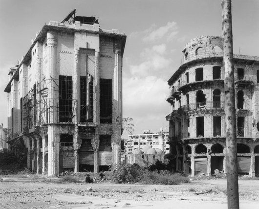 GABRIELE BASILICO, Beirut, 1991: Beirut, 1991 Gelatin silver print. 100 × 127 cm (39 3/8 × 50 in). Signed in ink, printed title, date and number 11/15 on a label affixed to the reverse of the flush-mount. Another example of this wo
