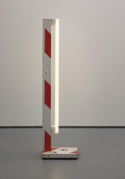 Tom Sachs, Ilene Gray Lamp, 2002: Ilene Gray Lamp, 2002 Wood and fluorescent light. 119.4 x 30.5 x 17.8 cm (47 x 12 x 7 in). This work is unique. ♠ PROVENANCE Acquired from the MOCA Los Angeles Benefit Auction,15 May 2008, lot 9