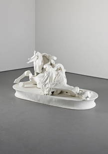 Rachel Feinstein, Unicorn, 2002: Unicorn, 2002 Fabric, resin, plaster, foam and acrylic on wood. 101.9 x 185.1 x 80 cm (40 1/8 x 72 7/8 x 31 1/2 in). † PROVENANCE Private Collection, UK EXHIBITED Canterbury, Herbert Read Galler