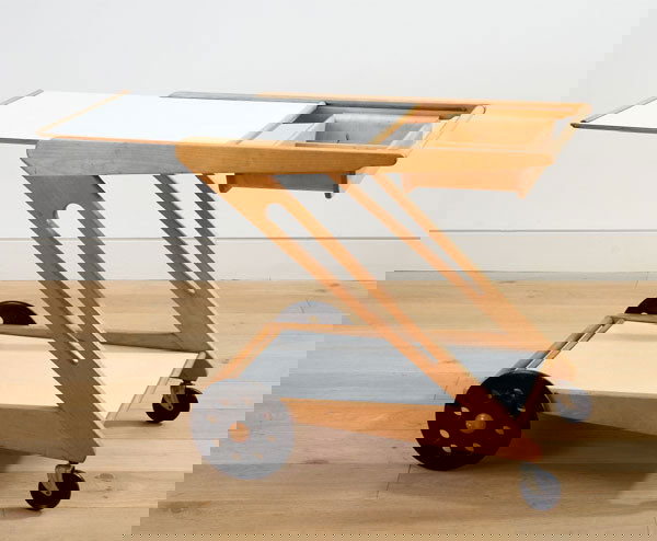 CEES BRAAKMAN TROLLEY, 1950s manufactured for: CEESBRAAKMANTROLLEY, 1950smanufactured for Pastoe, Utrechtbirch, lacquered birch, laminate25 x 26&fr