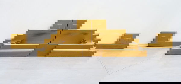 STUDIO 65 UNIQUE BED FOR THE CANELLA HOUSE, TU: STUDIO 65UNIQUE BED FOR THE CANELLA HOUSE, TURIN, 1971made for Canella House, Turin, Italy 35¼ x 193 x 91¼ 89.5 x 490.2 x 231.