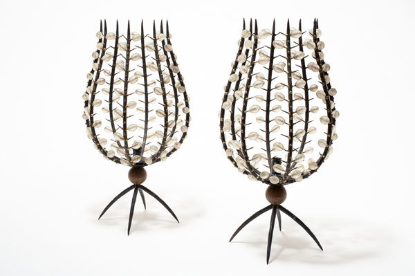 ANDRÉ DUBREUIL PAIR OF "FLEUR" CANDLEHO