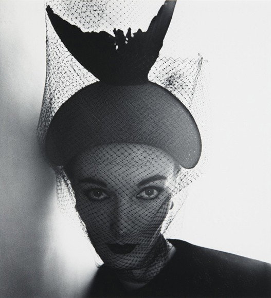 IRVING PENN, Crescent Bicorne Hat (Evelyn Tripp), N: Crescent Bicorne Hat (Evelyn Tripp), New York, December, 1949 Selenium-toned gelatin silver print, printed 1984. 15 3/4 x 14 5/8 in. (40 x 37.1 cm). Signed, titled, dated in ink, copyright credit repr