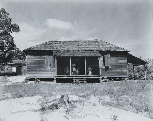 WALKER EVANS, Home of Floyd Burroughs, A Cotton Sh: Home of Floyd Burroughs, A Cotton Sharecropper, Hale County, Alabama, Summer, 1936 Gelatin silver print, printed later? circa 1955? 7 3/4 x 9 5/8 in. (19.7 x 24.4 cm). Signed?? (doesn't look at his si