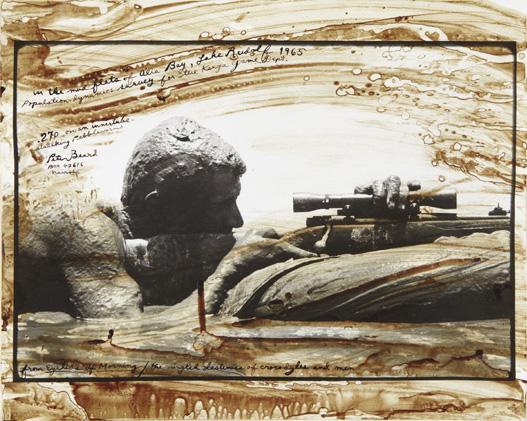 PETER BEARD, Peter Beard, Alia Bay, Lake Rudolf, 1: Peter Beard, Alia Bay, Lake Rudolf, 1965 Gelatin silver print with ink and blood, printed later. 15 7/8 x 19 3/4 in. (40.3 x 50.2 cm). Signed, titled, dated and annotated in ink and blood on the recto