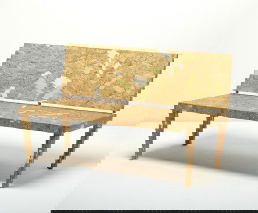 FERNANDO AND HUMBERTO CAMPANA, "Célia" bench, 2004: Célia" bench, 2004 Oriented strand board, painted metal. 28 1/4 x 47 1/2 x 22 in. (71.8 x 120.7 x 55.9 cm). Produced by Habitart, Brazil. BRAZILIAN LITERATURE Darrin Alfred, et al, Campana Brothers,