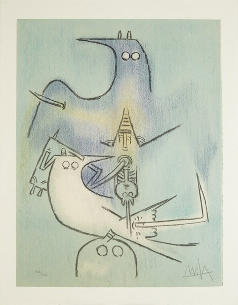 WIFREDO LAM, Arbre de plumes, from Pleni Luna port: Arbre de plumes, from Pleni Luna portfolio, 1974 Lithograph in colors. 25 1/2 x 19 3/4 in. (64.8 x 50.2 cm). Signed and numbered 152/262 in pencil (there were also 10 artist's proofs), published by A.