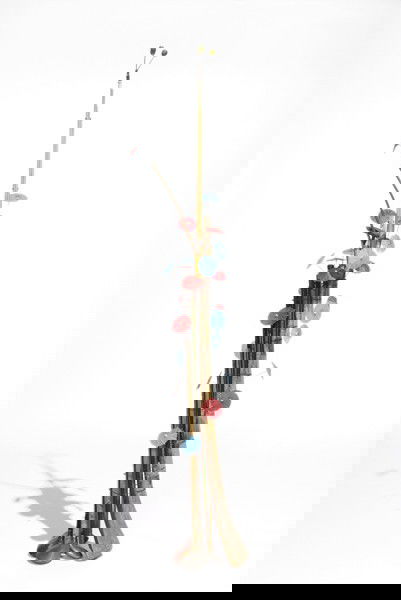 ABRAHAM CRUZVILLEGAS, El Majestic, 2002: El Majestic, 2002 Wood, stainless steel, copper, plastic, metal wire, golf clubs and paper umbrellas. 80 x 12 3/5 x 11 4/5 in. (203.2 x 32 x 30 cm). MEXICAN PROVENANCE Kurimanzutto Gallery, Mexico Cit