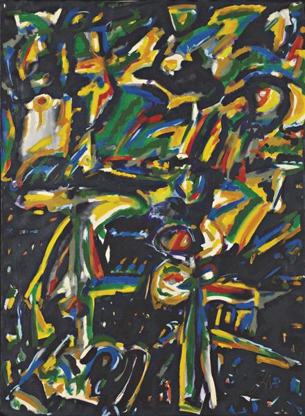 IVALD GRANATO, Go Back, 1989: Go Back, 1989 Acrylic on canvas. 76 3/8 x 56 1/4 in. (194 x 142.9 cm). BRAZILIAN PROVENANCE The Kim Esteve Collection, São Paulo LITERATURE E. Leffingwell, The Keeper's Memory, The Kim Esteve Collect