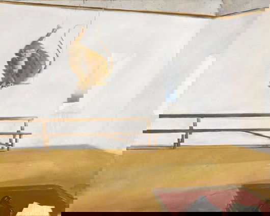 JULIO LARRAZ, The Governor's House, 1981: The Governor's House, 1981 Oil on canvas. 48 x 60 in. (122 x 152.4 cm). Signed and dated "Larraz, 3.8.81" with inscription lower right edge. AMERICAN/CUBAN PROVENANCE Ron Hall collection, Dallas; Holl