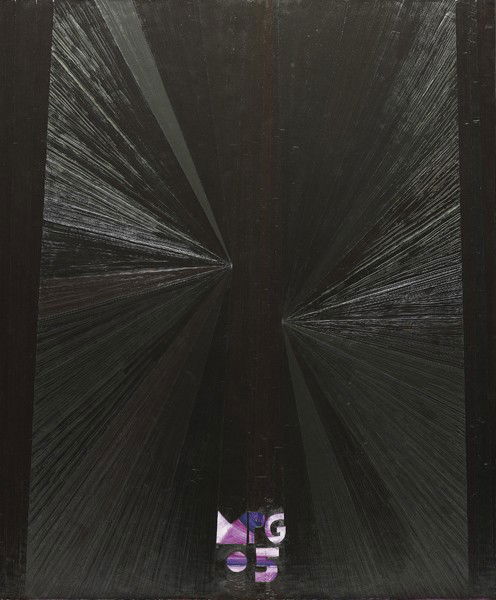 Mark Grotjahn, Untitled (Black Butterfly Dioxide Pur: Untitled (Black Butterfly Dioxide Purple MGP 05), 2005 Oil on linen. 147 x 122 cm (57 7/8 x 48 in). Initialed and dated 'MPG 05' lower centre. † PROVENANCE White Cube, London; Private collection