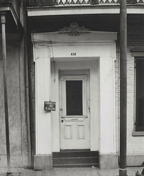 WALKER EVANS, New Orleans, March, 1935: New Orleans, March, 1935 Gelatin silver print, printed later. 22.2 x 18.4 cm (8 3/4 x 7 1/4 in). Signed, dated in pencil on the mount; titled, dated, annotated 'P 4' in pencil and two credit stamps on