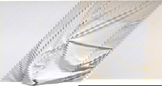 STEVEN PARRINO, Schism's Kiss, Painted in 2002: Schism's Kiss, Painted in 2002 Enamel on canvas. Left Panel: 84 x 84 x 1 1/2 in. (213.4 x 213.4 x 3.8 cm); Right Panel: 84 x 84 x 9 1/2 in. (213.4 x 213.4 x 24.1 cm); Overall: 84 x 168 x 9 1/2 in. (21