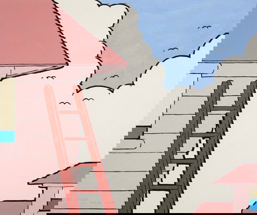 JOHN WESLEY, B's Ladder, 1973-1974: B's Ladder, 1973-1974 Gouache on paper. 21 x 26 in. (53.3 x 66 cm). Signed, titled and dated "B's Ladder, John Wesley, 1973-4" lower left. PROVENANCE Robert Elkon Gallery, New York