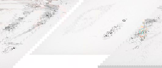 AMELIE VON WULFFEN, Two works: Untitled (Solscheni: Two works: Untitled (Solschenizyn und Durer) and Untitled (Solschenizyn und handbemaltes Glasflaschen), 2002-2003 Ink and graphite on paper; graphite and watercolor on paper. 20 1/2 x 23 1/8 in. (52.1