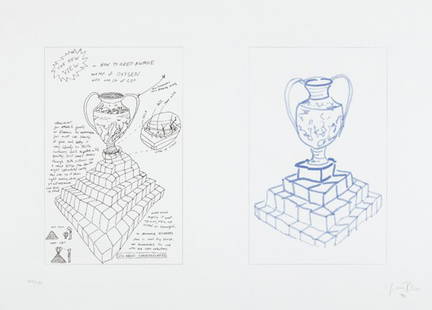 JASON RHOADES, The New View, 1994: The New View, 1994 Two heliogravures in colors, on one sheet of wove paper, with full margins, overall I. 14 1/2 x 22 in. (36.8 x 55.9 cm); S. 19 1/2 x 27 3/8 in. (49.5 x 69.5 cm) signed, dated `94' a