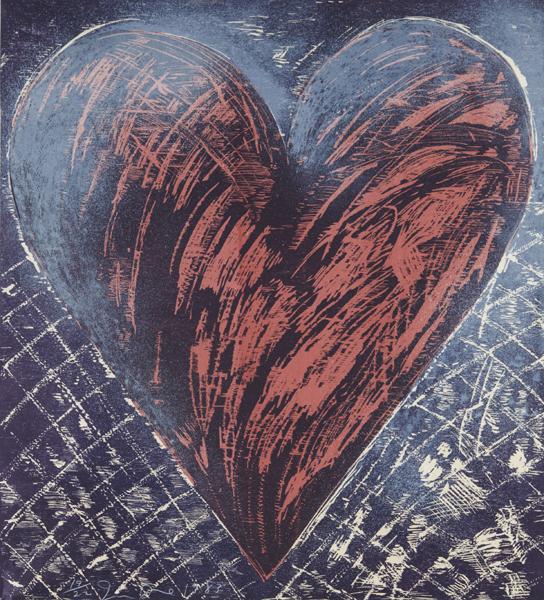 JIM DINE, Woodcut in the Snow, 1983: Woodcut in the Snow, 1983 Woodcut in colors, on Okawara paper, the full sheet, S. 35 3/4 x 32 3/8 in. (90.8 x 82.2 cm) signed, dated `1983' and numbered 19/22 in white pencil (there were also 2 artist