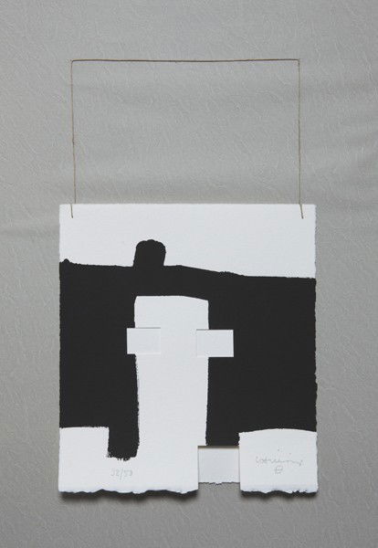 EDUARDO CHILLIDA, Paris , 1995: Paris , 1995 Screenprint and collage with string, on wove paper, the full sheet, overall: 16 1/4 x 9 3/4 in. (41.3 x 24.8 cm) signed and numbered 32/50 in pencil, published by Galerie Lelong, Paris, i