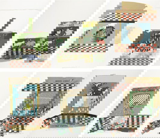 ROBERT RAUSCHENBERG, Chow Bag series, 1977: Chow Bag series, 1977 The complete set of six screenprints in colors with applied string and fabric, on smooth wove paper, the full sheets, S. 48 x 36 in. (121.9 x 91.4 cm) all signed, dated `77' and