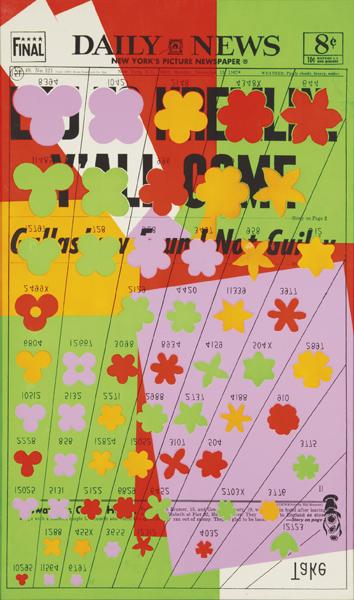 ANDY WARHOL, Daily News , circa 1967: Daily News , circa 1967 Screenprint in colors, on smooth wove paper, the full sheet, S. 50 x 29 7/8 in. (127 x 75.9 cm) created for an unrealized New York Daily News advertising campaign, printed by t