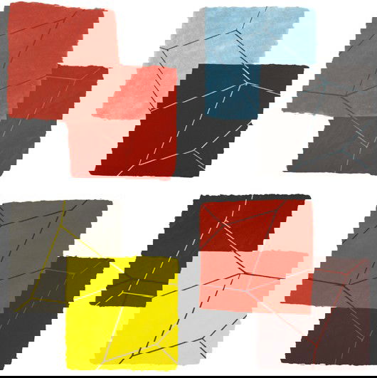 MARY HEILMANN, Crackle suite, 1991: Crackle suite, 1991 The complete set of four aquatints with lithograph in colors, on handmade shaped paper, the full sheets, all S. overall: 18 1/4 x 18 1/4 in. (46.4 x 46.4 cm) all signed, dated `91'