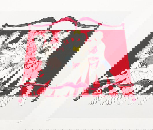 LOUISE BOURGEOIS, Eight in Bed, 2000: Eight in Bed, 2000 Lithograph in colors with embossing, on wove paper, with full margins, I. 14 x 16 7/8 in. (35.6 x 42.9 cm); S. 20 3/4 x 23 5/8 in. (52.7 x 60 cm) signed with initials and numbered 5