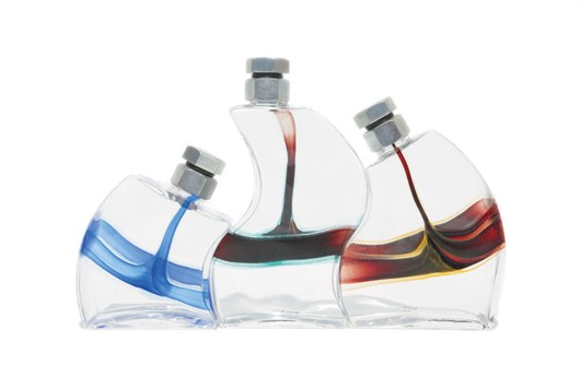 Kjell Engman, [Kosta Boda Glass Bottles]: PROPERTY OF DREIER LLP No Reserve [Kosta Boda Glass Bottles] (3 works) Three glass bottles. Overall together: 10 x 16 x 4 in. (25.4 x 40.6 x 10.2 cm).