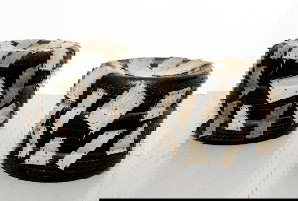 NARI WARD (b. 1963) TWO WORKS (UNTITLED) TIRE: NARI WARD(b. 1963)TWO WORKS (UNTITLED) TIRE CHAIRStires, pieces of conveyor belts with metal fasteners