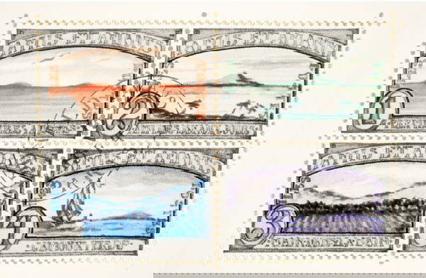 DONALD EVANS (1945-1977) AMIS ET AMANTS sign: DONALD EVANS(1945-1977)AMIS ET AMANTSsigned "Donald Evans" and numbered of 500 along the lower edge series of four postag