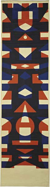 ANGELO TESTA, Wall hanging, ca. 1965: Wall hanging, ca. 1965 Screen-printed fabric. 93 1/2 x 24 1/2 in. (237.5 x 62.2 cm.) Produced by Angelo Testa & Company, USA.