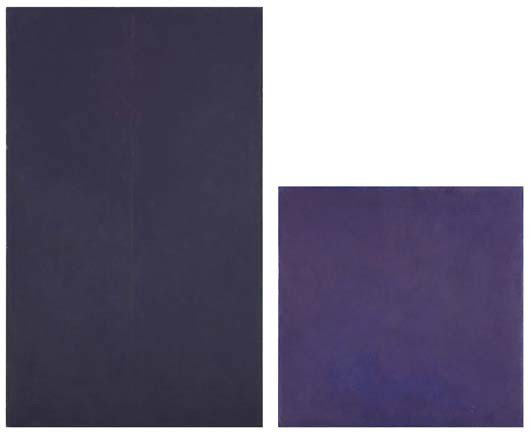 JOHN GASPAR, Two works: i) Ascension from the Abys: Two works: i) Ascension from the Abyss: The Thread of Existence, 1986-1988; ii) Of Great Longing: Formation of an Angelic Dream, 1987 Oil on wood. i) 27 1/2 x 16 3/4 in. (69.9 x 42.5 cm); ii) 31 x 30 
