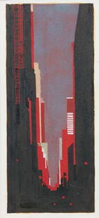 MARK INNERST, Third Avenue, 1987: Third Avenue, 1987 Acrylic and gouache on paper. 10 1/2 x 7 1/2 in. (26.7 x 19.1 cm). Signed "Mark Innerst" lower right; also signed and dated "Mark Innerst 1987" on the reverse. PROVENANCE Curt Marcu