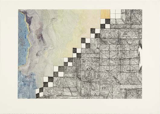 WILLIAM T. WILEY, Rhoom for Error # 30, 1983: Rhoom for Error # 30, 1983 Etching with monoprint in colors. 21 x 29 in. (53.3 x 73.7 cm). Signed, dated and numbered `30' in pencil (one of 30 unique examples), framed.