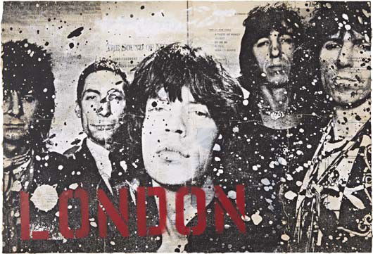MR. BRAINWASH, Rolling Stones, 2009: Rolling Stones, 2009 Silkscreen ink, spraypaint and acrylic on newsprint on board. 66 x 96.5 cm (26 x 38 in). Signed and dated 'Mr. Brainwash 09' lower edge. This work is accompanied by a certificate