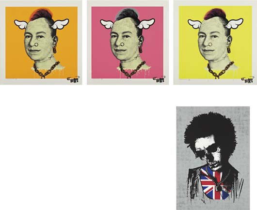 D*FACE; PAUL INSECT, More Punk than You Punk, 2009: More Punk than You Punk, 2009; Dead Sid, 1987 i) The complete set of three screenprints in colours. Each: 49.8 x 49.8 cm (19 5/8 x 19 5/8 in). All signed and numbered 25/50 in pencil, published by Sto