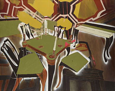 Rosson Crow, For a dark hour or twain, 2004: For a dark hour or twain, 2004 Oil enamel and spray paint on canvas. 122 x 151.5 cm (48 x 59 5/8 in). Signed, titled and dated 'FOR A DARK HOUR OR TWAIN 2004 Rosson Crow' on the reverse. PROVENANCE Ca