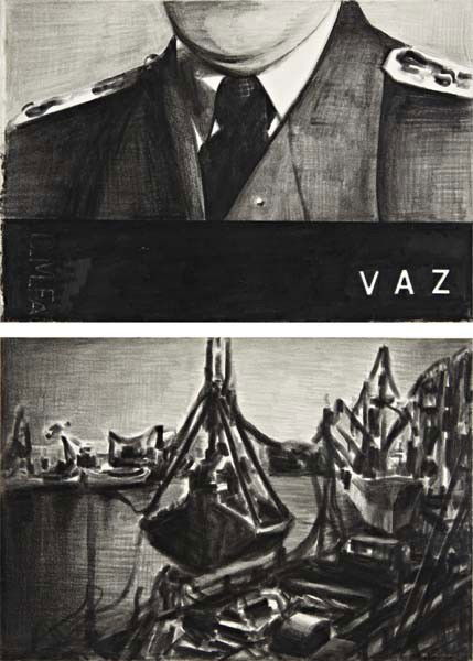 Marcel van Eeden, Two works: i) Untitled (Vaz), 200: Two works: i) Untitled (Vaz), 2003; ii) Untitled (Boats), 1997 Charcoal on paper. Each 7 1/2 x 11 in. (19.1 x 27.9 cm). i) Titled "Vaz" lower right; also, signed and dated "M. van Eeden 2003" on the r
