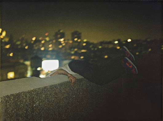 Ryan McGinley, Over Ledge, New York, 2000: Over Ledge, New York, 2000 C-print mounted on aluminum. 30 x 40 in. (76.2 x 101.6 cm). Signed, titled, dated "Ryan McGinley, Over Ledge, New York, 2000" and numbered of six on a label adhered to the