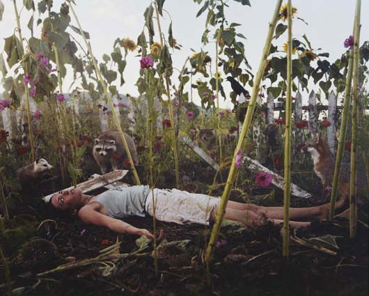 Gregory Crewdson, Untitled (dead girl in garden), 1: Untitled (dead girl in garden), 1998 C-print mounted on Sintra. 48 x 60 in. (121.9 x 152.4 cm). Signed "Gregory Crewdson" on a label adhered to the reverse of the backing board. This work is from an