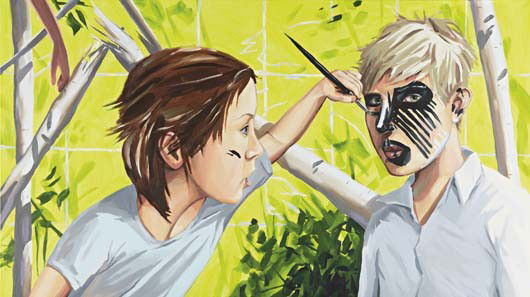 Christopher Winter, Les Enfants d'Avignon, 2008: Les Enfants d'Avignon, 2008 Acrylic on canvas. 51 1/4 x 90 1/2 in. (130.2 x 229.9 cm). Signed, titled and dated "Les Enfants d'Avignon, Christopher Winter 2008" on the reverse. PROVENANCE Acquired dir