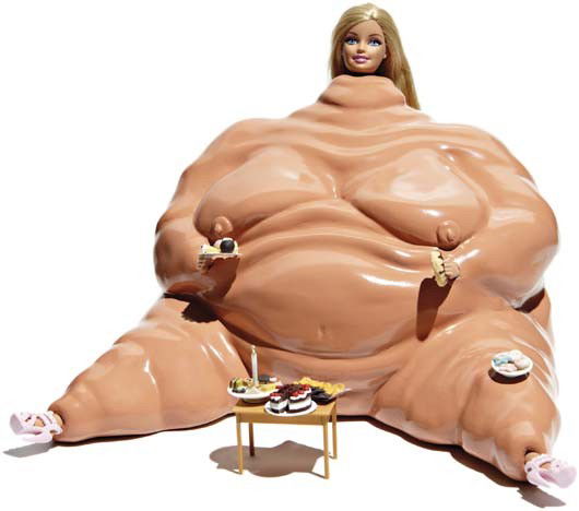 Francesco de Molfetta, SNACK BAR-BIE, 2009: SNACK BAR-BIE, 2009 Automotive paint on fiberglass, with vinyl doll parts and resin smallware. 9 x 11 1/2 x 12 in. (22.9 x 29.2 x 30.5 cm). Signed and titled "F.De Molfetta, SNACK BAR-BIE" on the f